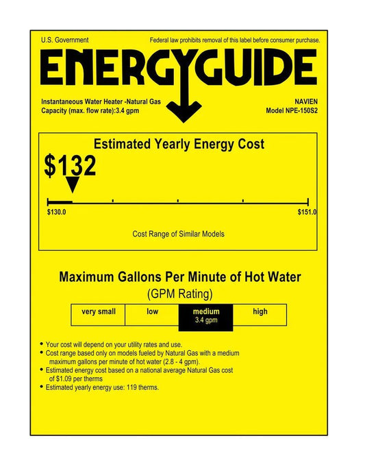 Navien NPE-150S2 High efficiency Condensing Tankless Water Heater