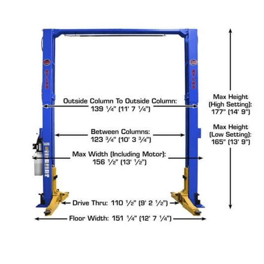 Platinum 12000 LB Certified 2-Post Lift – Atlas PVL-12