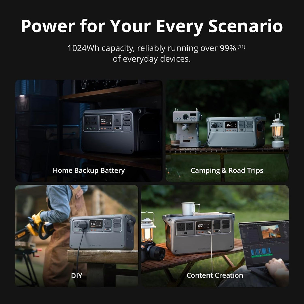 Power 1000 V2 Portable Power Station, 1024Wh LFP Battery