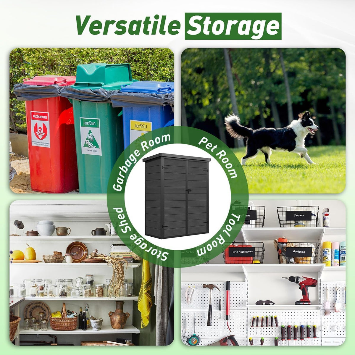 Garden Shed,  4.4×2.17FT All Weather Resin Storage Shed with Double Doors,Sloped Pent Roof Waterproof Sheds Outdoor Storage Plastic Shed with Floor Included Garden Tool Shed Low Maintenance-Black