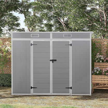 Plastic Garden Storage Shed Outdoor Storage Includes Plastic Floor, Strong Structure House Tool Shed (8X4F Pent Roof)