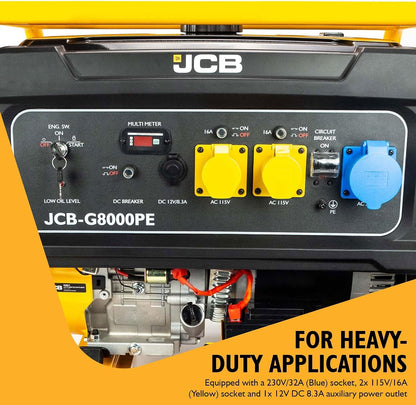 7.9Kw 9.8Kva Petrol Generator, 457Cc 15HP Site Generator, 115V & 230V, Electric & Recoil Start, 25L Fuel Tank, Wheel Kit, 3 Year Warranty