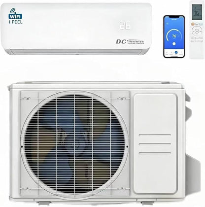 24000 BTU Air Conditioner, Wall Split, Wi Fi, 5 in 1, Air Cooler, Heater, Dehumidifier, Air Purifier, Fan, with Heat Pump, Remote Control, 6.8 Kw, A++ Rating, App Control, Pre Gassed