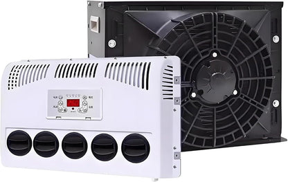 12V/24V Air Conditioner RV Split AC Air Conditioner, 11000 BTU Truck Cab Air Conditioner for Trucks, Bus, Excavators, Split Parking Air Conditioner Kit with 5 Gear Wind Speed Black-24V
