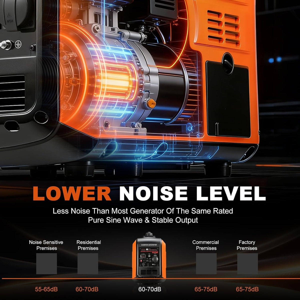 3300W Portable Inverter Generator Powered Ultra-Quiet 4-Stroke 145Cc