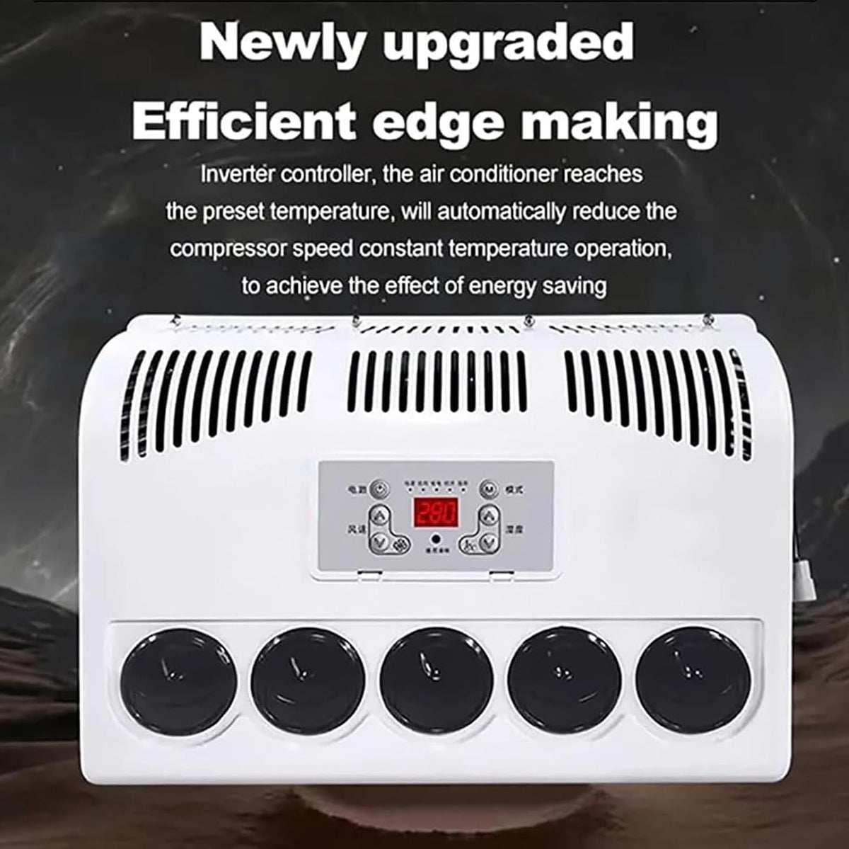 12V/24V Rv Air Conditioner, 850W Split Parking Air Conditioner Kit, 450M³/H Air Volume, Silent - Fast Cooling, for Semi-Trailer Trucks, Buses, Rvs, Caravans, Excavators,Black-12V