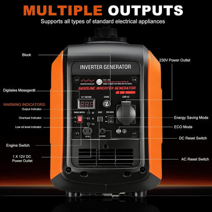 3300W Portable Inverter Generator Powered Ultra-Quiet 4-Stroke 145Cc