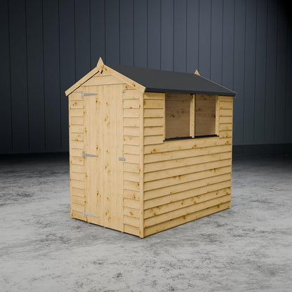 WALTONS | 6 X 4 Overlap Wood Storage Shed | Apex Roof | 7Mm Overlap Cladding | Wooden Garden Storage Shed | Single Door | Windows |10 Year anti Rot | 6Ft 4Ft