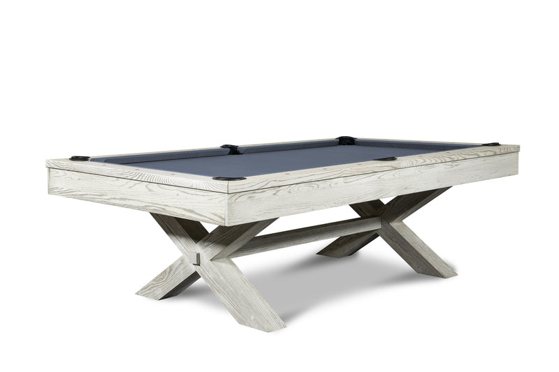 CrissyCross Whitewash 8' Slate Pool Table | Dining Top Option