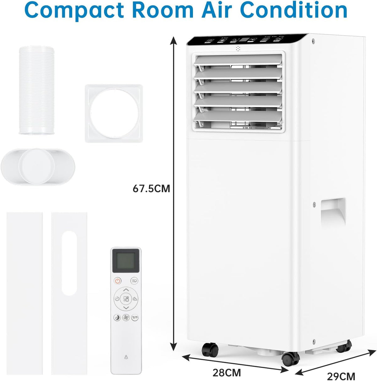 Portable Air Conditioner 12000 BTU, Cool Heat Dehumidify Fan, Energy Saving AC for Bedroom Office, Remote Control, Sleep Mode, Quiet Operation with Window Kit