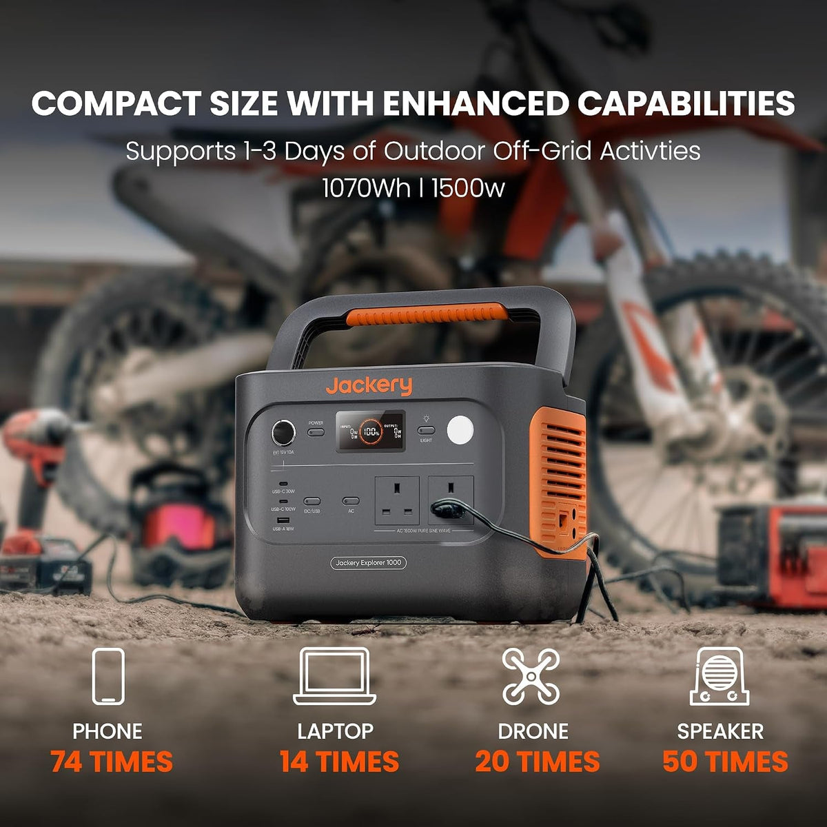 Explorer 1000V2 Portable Power Station with 5M Extension Cable