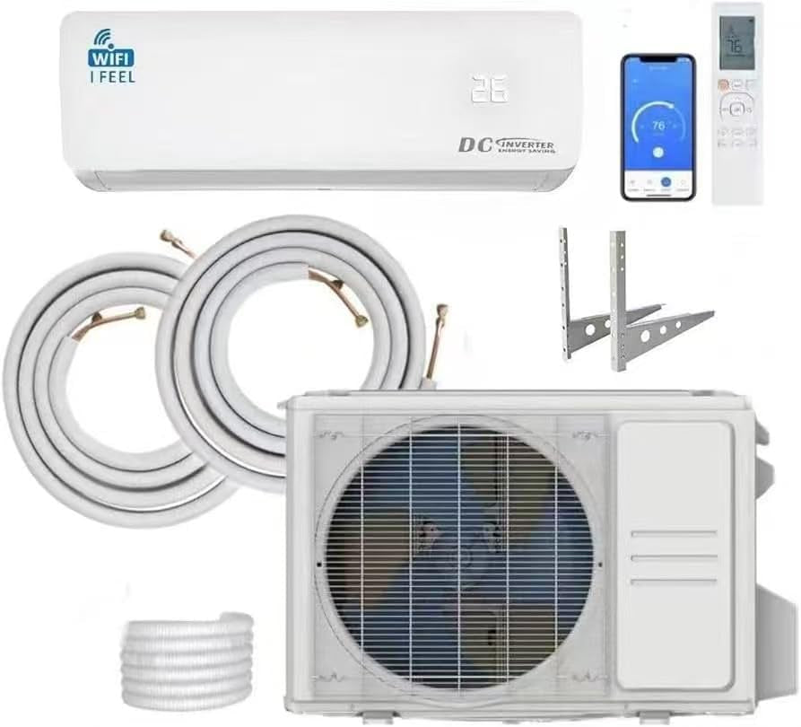 12000 BTU Air Conditioner, Wall Split, Wi Fi, 5 in 1, Cooler, Heater, Dehumidifier, Air Purifier, Heat Pump, Remote Control, 3.5 Kw, A++, App Control, Pre Gassed, 2 Pipes & Installation Kit Included