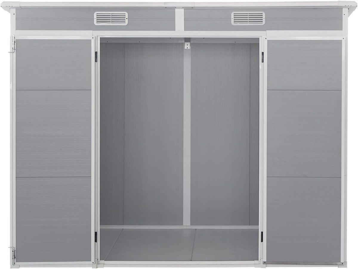 Plastic Garden Storage Shed Outdoor Storage Includes Plastic Floor, Strong Structure House Tool Shed (8X4F Pent Roof)