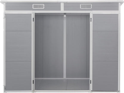 Plastic Garden Storage Shed Outdoor Storage Includes Plastic Floor, Strong Structure House Tool Shed (8X4F Pent Roof)