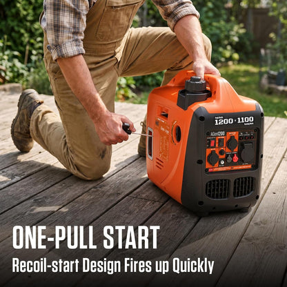 1200W Petrol Inverter Generator, Silent Portable for Camping, Home