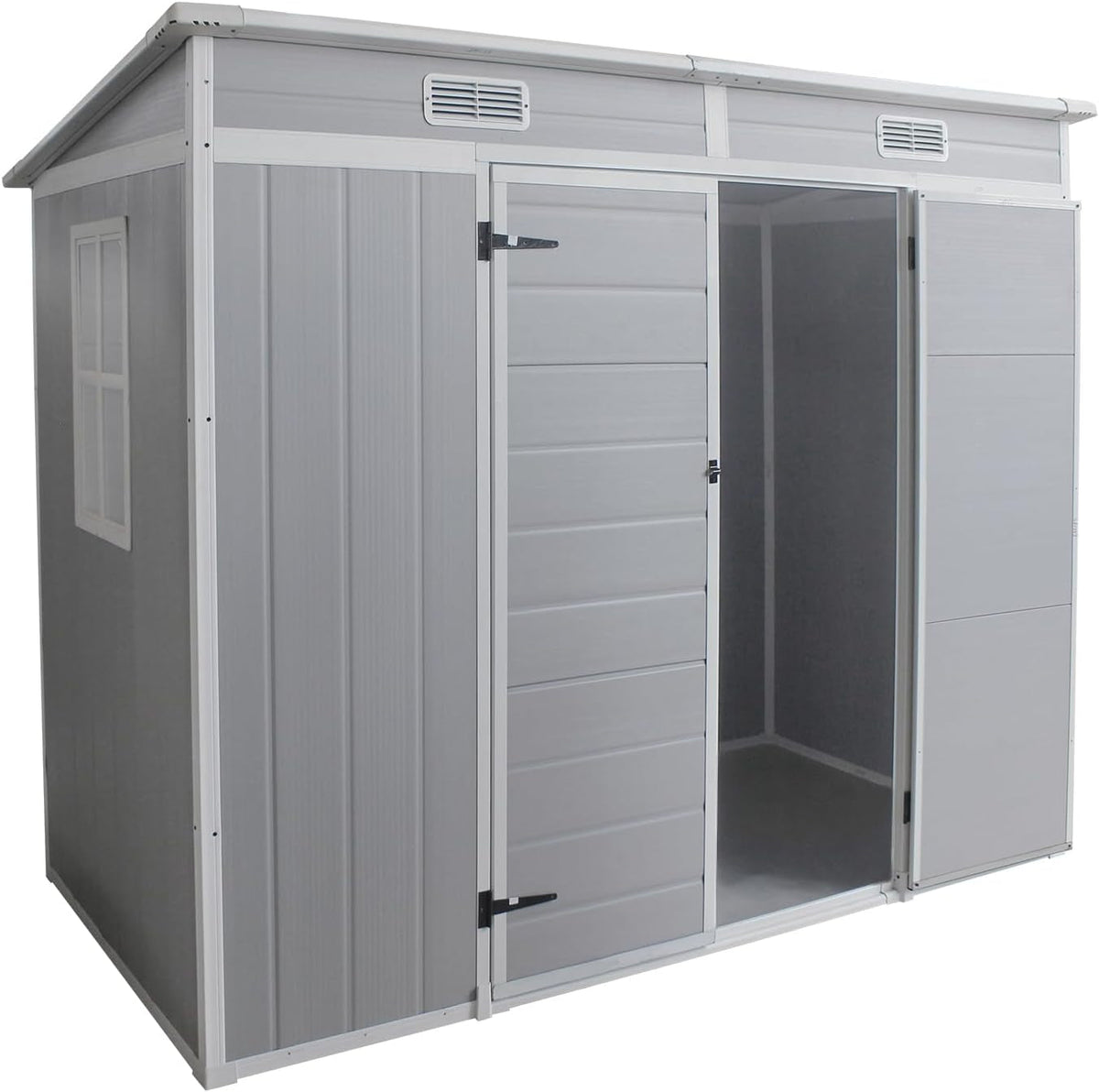 Plastic Garden Storage Shed Outdoor Storage Includes Plastic Floor, Strong Structure House Tool Shed (8X4F Pent Roof)