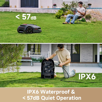 Lidax Ultra 800 Robot Lawnmower without Boundary, Recommended 800 ㎡, Ai-Assisted Auto Mapping, U-Shape Path Planning, Dual-Vision Obstacle Avoidance, Edge Cutting, Complex Terrain, App Control