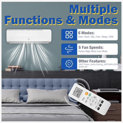 12000 BTU Mini Split Air Conditioner Heat Pump System, Enabled for Wifi 20 SEER2 208V - 230V AC Duct Free Cooling up to 750 Sqm Ft, Compatible with Alexa, Kit