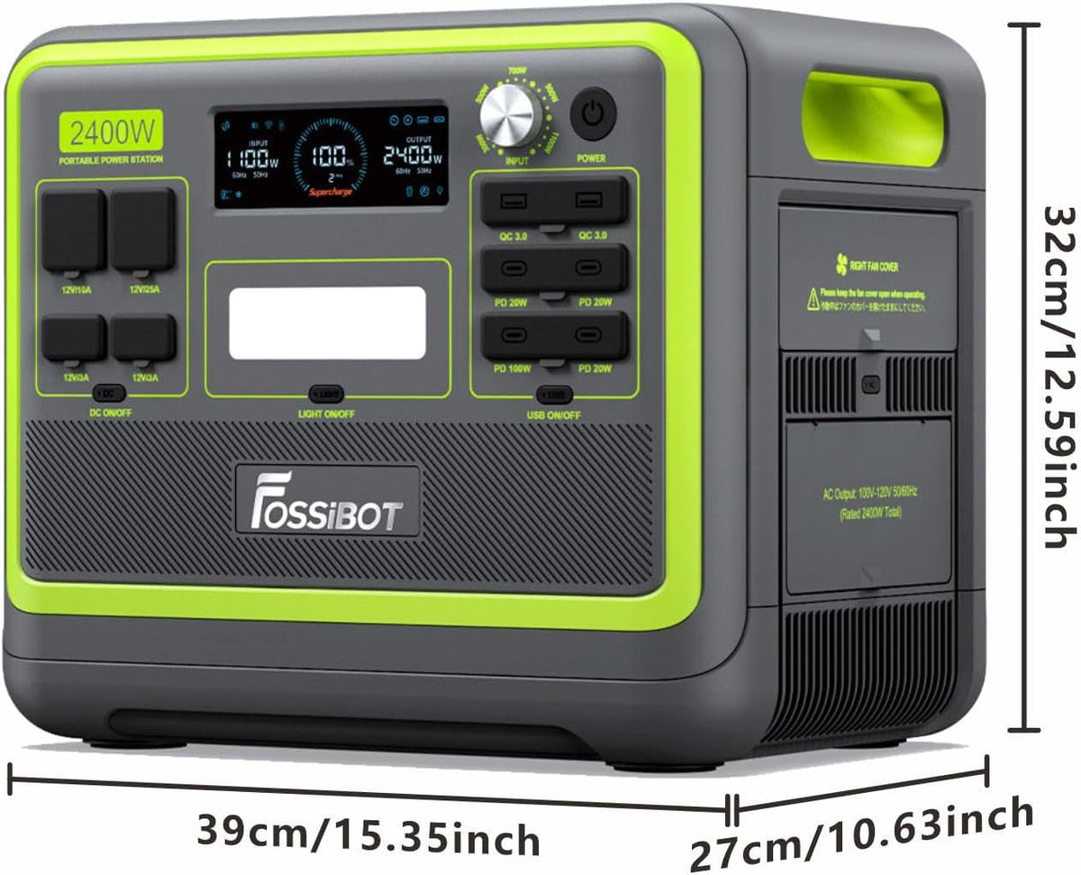F2400 Portable Power Station Update Lightweight, Silent, and Efficient UPS with 2048Wh Lifepo4,3 X 240V AC Outputs 2400W,100W USB-C Output, Solar Generator for Rv/Camping/Home/Emergency