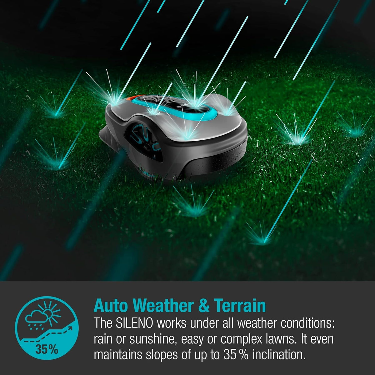 Smart SILENO Life 1000 M² Robot Lawnmower Set: Innovative LONA AI Technology, Controlled via App, Sensorcontrol, for Slopes up to 35%, Incl. Smart Gateway, EN Version, UK Plug (19702-68)