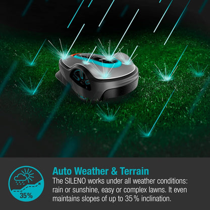 Smart SILENO Life 1000 M² Robot Lawnmower Set: Innovative LONA AI Technology, Controlled via App, Sensorcontrol, for Slopes up to 35%, Incl. Smart Gateway, EN Version, UK Plug (19702-68)