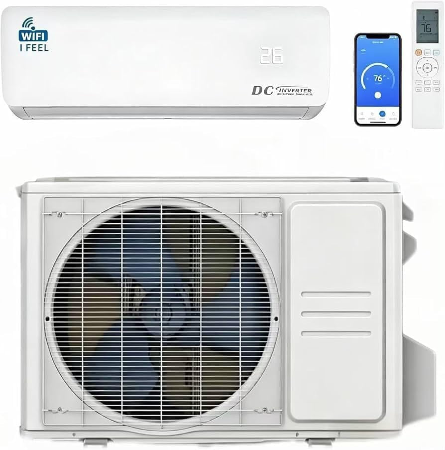 18000 BTU Air Conditioner, Wall Split, Wi Fi, 5 in 1 Air Cooler, Heater, Dehumidifier, Air Purifier, Fan, with Heat Pump, Remote Control, App Control, 5.3 Kw, A++ Rating, Pre Gassed