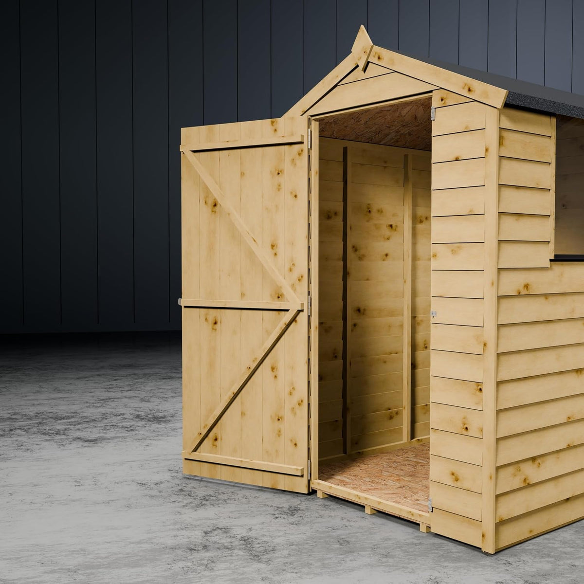 WALTONS | 6 X 4 Overlap Wood Storage Shed | Apex Roof | 7Mm Overlap Cladding | Wooden Garden Storage Shed | Single Door | Windows |10 Year anti Rot | 6Ft 4Ft