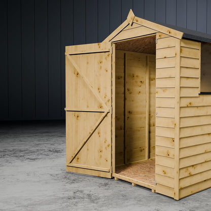 WALTONS | 6 X 4 Overlap Wood Storage Shed | Apex Roof | 7Mm Overlap Cladding | Wooden Garden Storage Shed | Single Door | Windows |10 Year anti Rot | 6Ft 4Ft