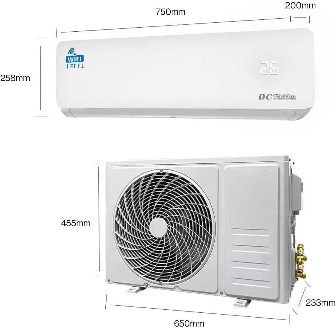 12000 BTU Air Conditioner Wall Split Wi Fi 5 in 1 Air Cooler Heater Dehumidifier Air Purifier Fan with Heat Pump Remote Control 3.4 Kw A++ Rating 2 Pipes and Installation Kit Included New