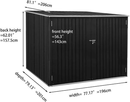 Galvanized Steel Bike Shed with Removable Gravity Locking Racks, Outdoor Bicycle Storage (D201X W196X H157M with 4 Racks)