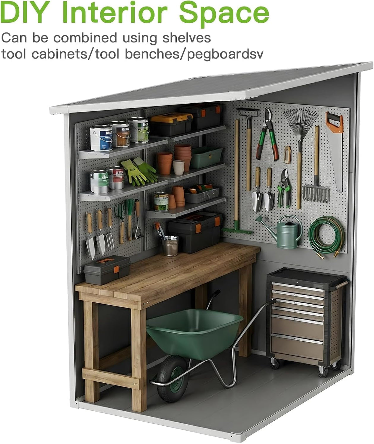 5×3 FT Plastic Garden Storage Shed with Floor,All Weather Resin Sheds and Outdoor Storage,Waterproof Outdoor Shed with Lockable Door/Sloped Roof/Window/Vent,For Yard,Patio,Lawn,Bike
