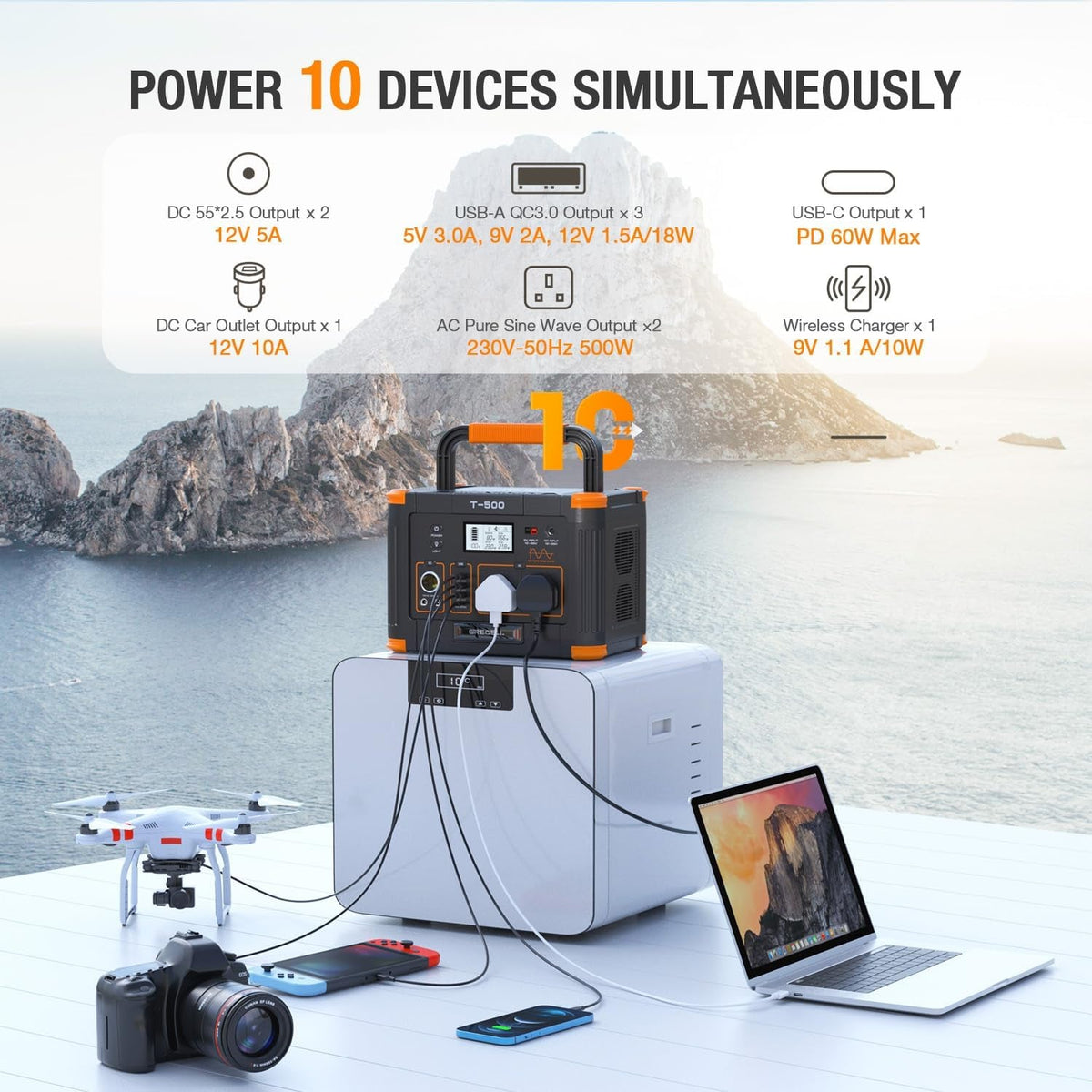 Portable Power Station 500W,  519Wh Outdoor Solar Generator