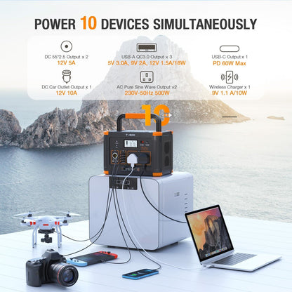 Portable Power Station 500W,  519Wh Outdoor Solar Generator