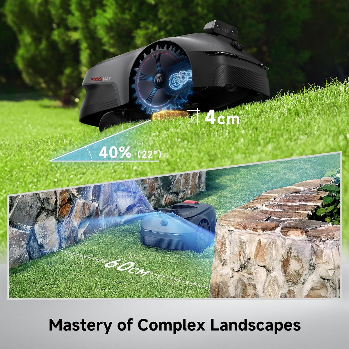 Viax 500 Robot Lawn Mower – 600㎡ Coverage, Rtk-Free & AI Mapping