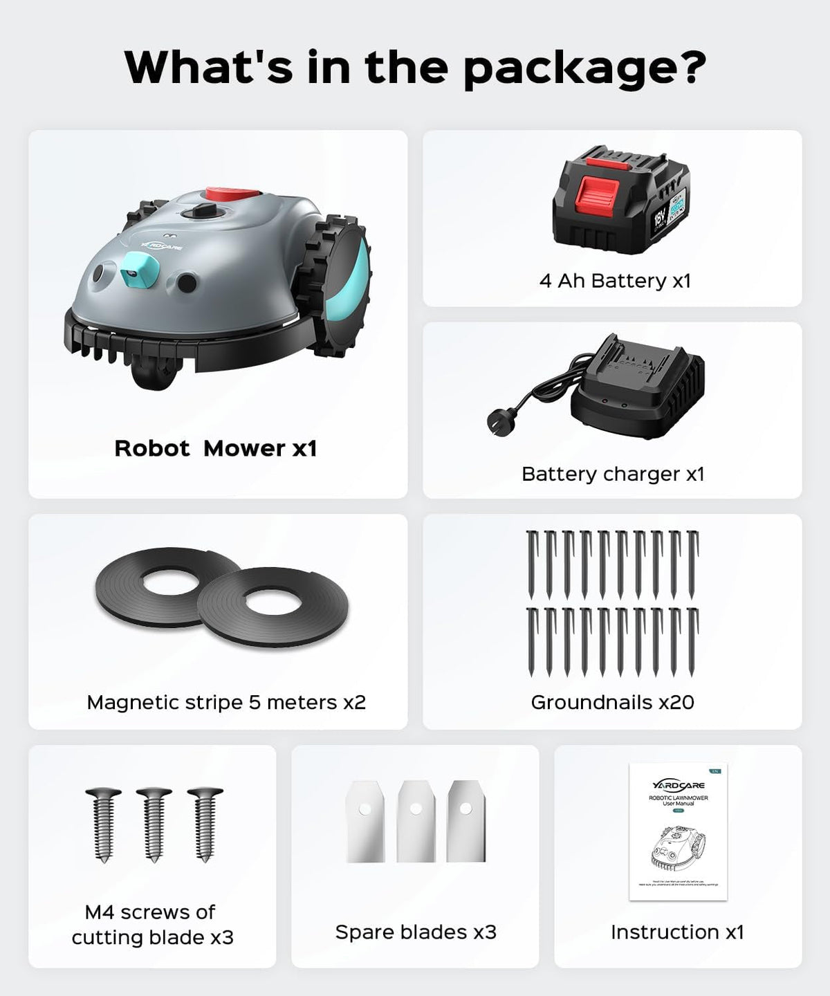 V100 Robot Lawnmower without Boundary,Vision Navigation,150 Obstacle Detection,20-60 Mm Cutting Height,Robotic Lawnmower with Magnetic Wires,Low Noise,Replacement Blades,Spot Mow, Max.150M²
