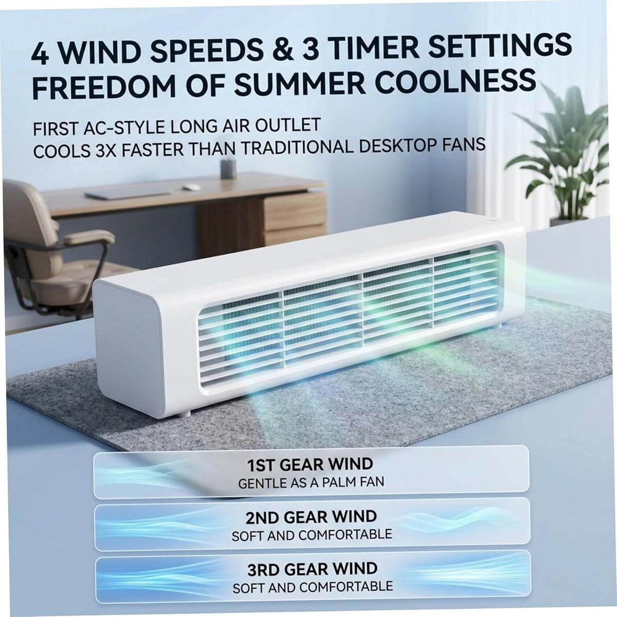Small Portable Air Conditioner, 3-Speed Personal Air Conditioner with Remote Rechargeable Small Ac Unit Portable for Room Desktop Office Dorm, Personal