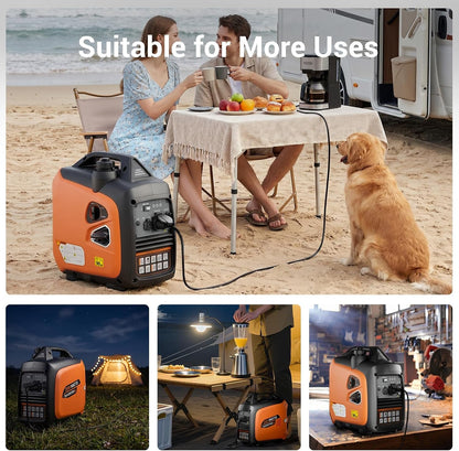 2400W Petrol Inverter Generator, Silent Portable for Camping