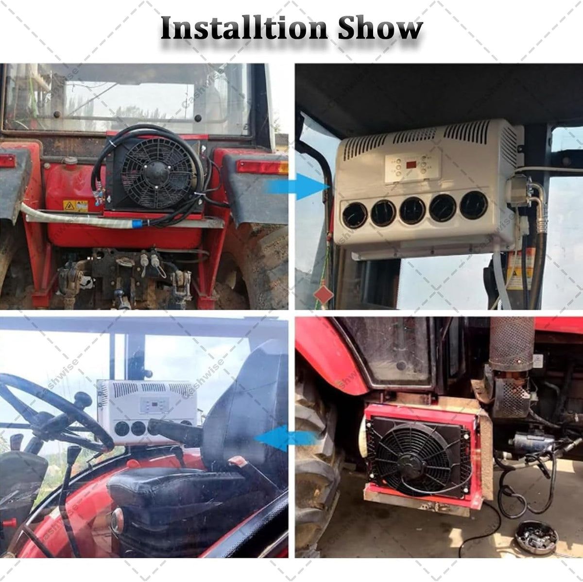 12V/24V Air Conditioner RV Split AC Air Conditioner, 11000 BTU Truck Cab Air Conditioner for Trucks, Bus, Excavators, Split Parking Air Conditioner Kit with 5 Gear Wind Speed Black-24V