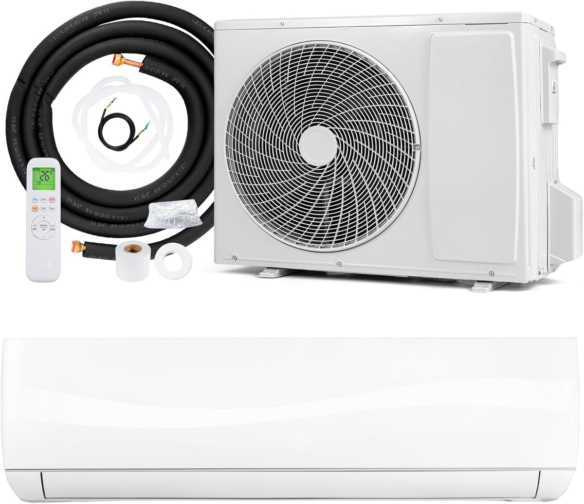 24000 BTU Air Conditioner Wall Split, 5 in 1 Air Conditioning Unit Heater Dehumidifier Air Purifier Fan with Heat Pump, Remote & Installation Kit, A++ Rating, Inverter, Wall AC Unit for 139㎡
