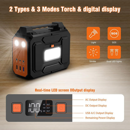 97.68Wh Portable Power Station with 40W Solar Panel,Camping