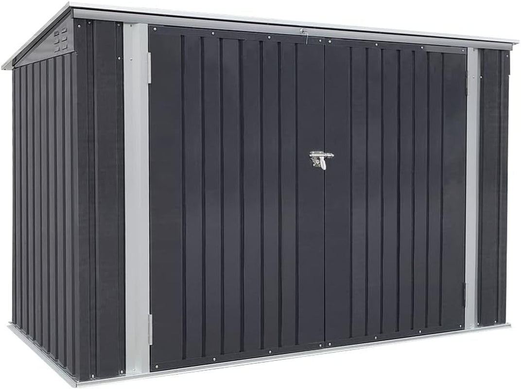 Garden Storage Shed Bike Metal Pent Tool Shed House Galvanized Steel Can Put 3-4 Bicycles (D105X W210X H130Cm)