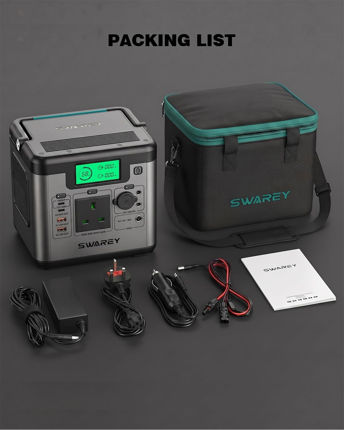Portable Power Station S550, 555Wh Solar Generator with 550W (Peak 1100W) Pure Sine Wave AC, PD 140W Two-Way Fast Charging USB-C, Emergency Power Supply for Outdoor Camping RV Home