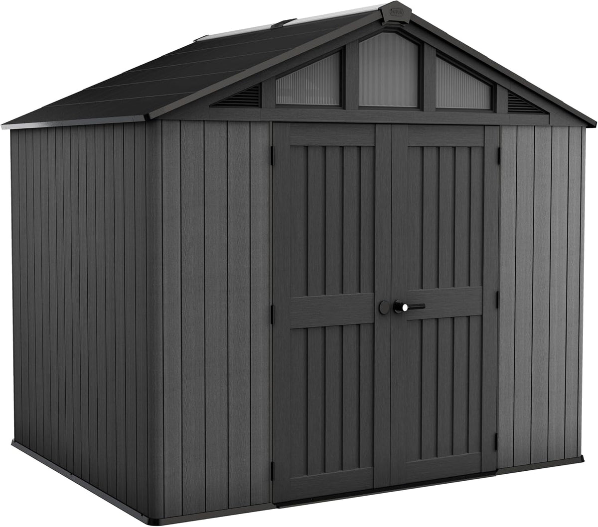 Stronghold 10X8 Garden Shed – Grey | Steel-Reinforced Evotech Resin | Extra-Wide Double Doors (152.5Cm) | Skylights + Windows | Ventilated & Weatherproof | Maintenance-Free Storage