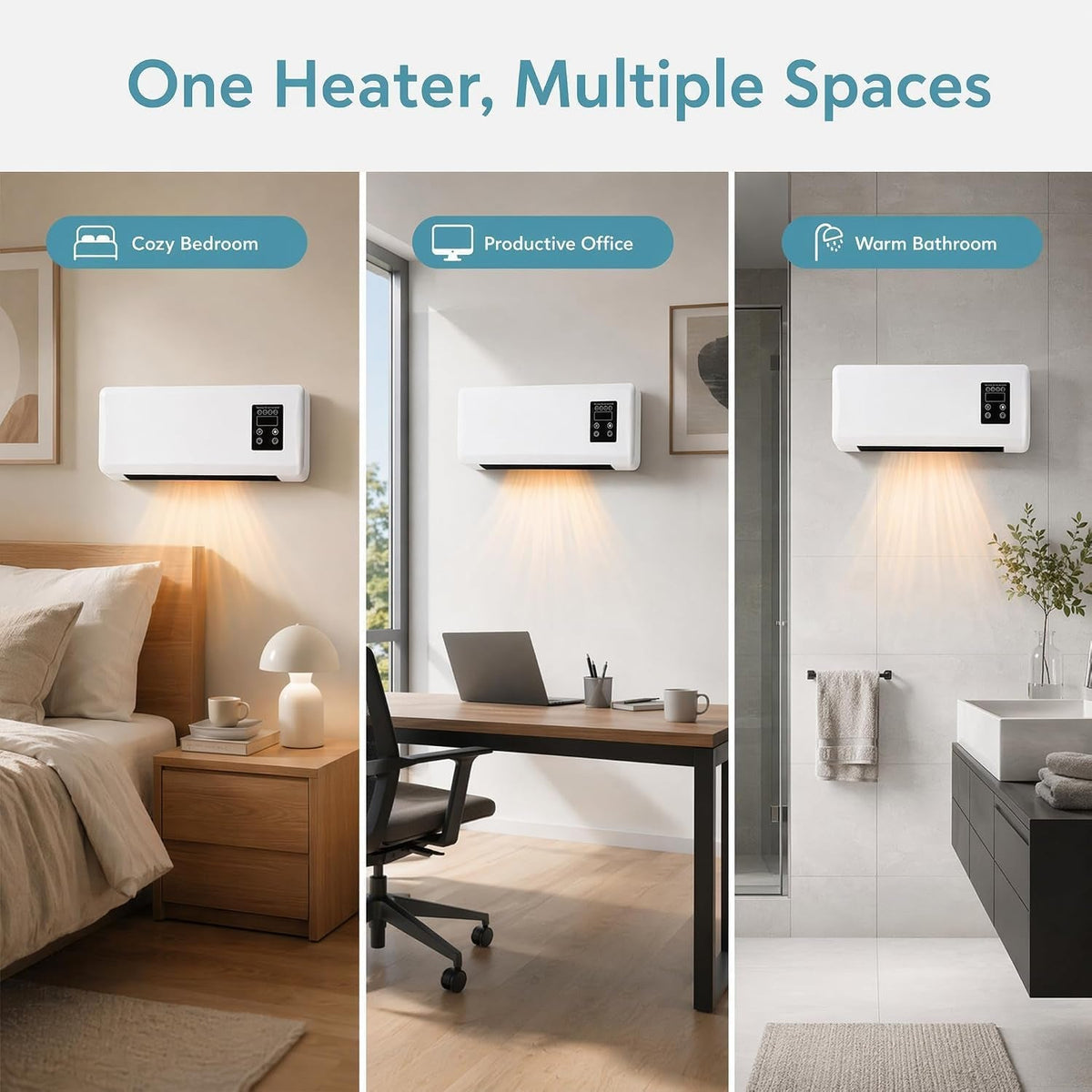 3-In-1 Ductless Portable Split Air Conditioner with Remote, Cool & Heat Fan | Wall Mounted, No Window, 42Db Quiet Operation, 24H Timer & Remote, 14000 BTU Bladeless Cool Heat Dehumidifier Fan
