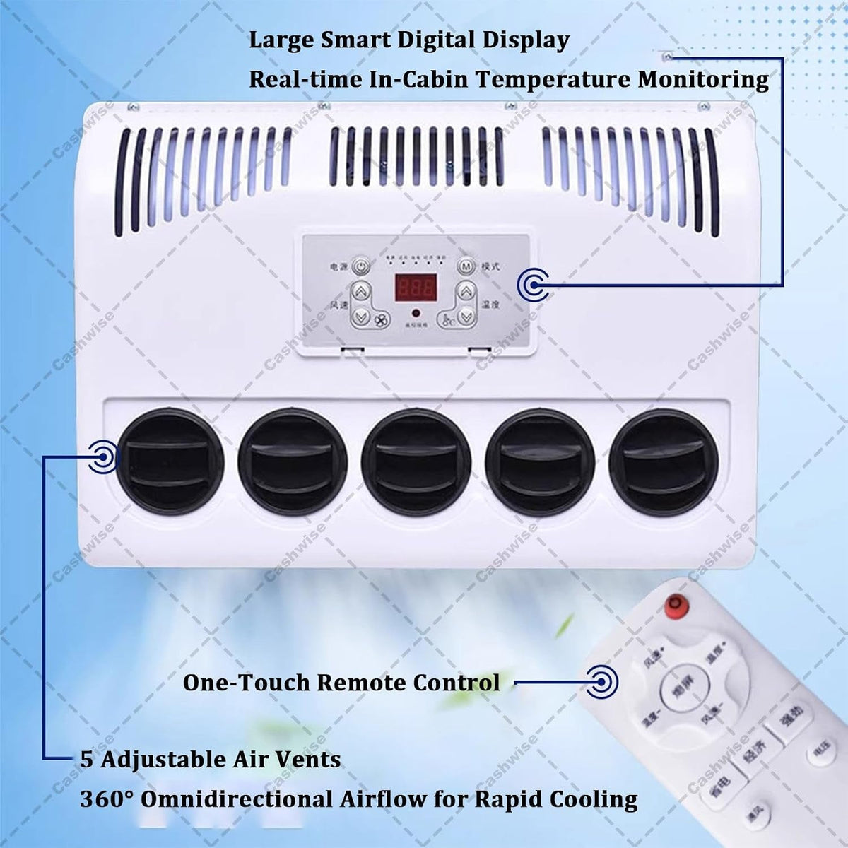 RV Air Conditioner Kit, 450M³/H Air Volume, Silent Fast Cooling for Semi-Trailer Trucks, Buses, Rvs, Caravans, Excavators