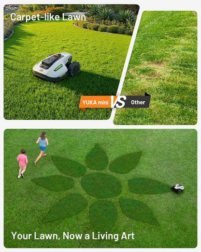 YUKA Mini 500 Robot Lawn Mower, Perimeter Wire Free, Recommended for 500 M², Maximum 700 M²,3D AI Vision, 45% Slope Capability, Automatic Mapping, Equipped with 4G Module