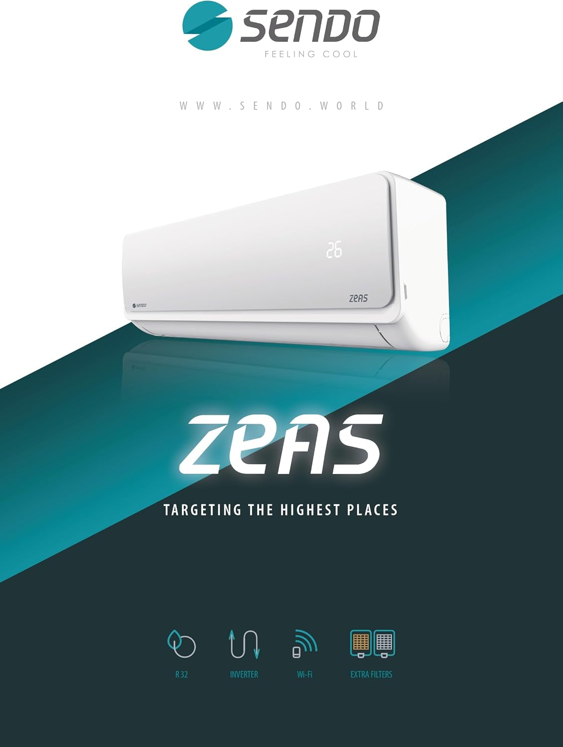 Sendo Zeas Wall Mounted Air Conditioner R32 - Inverter - Wifi - Double Filter (5.3, Kilowatts)