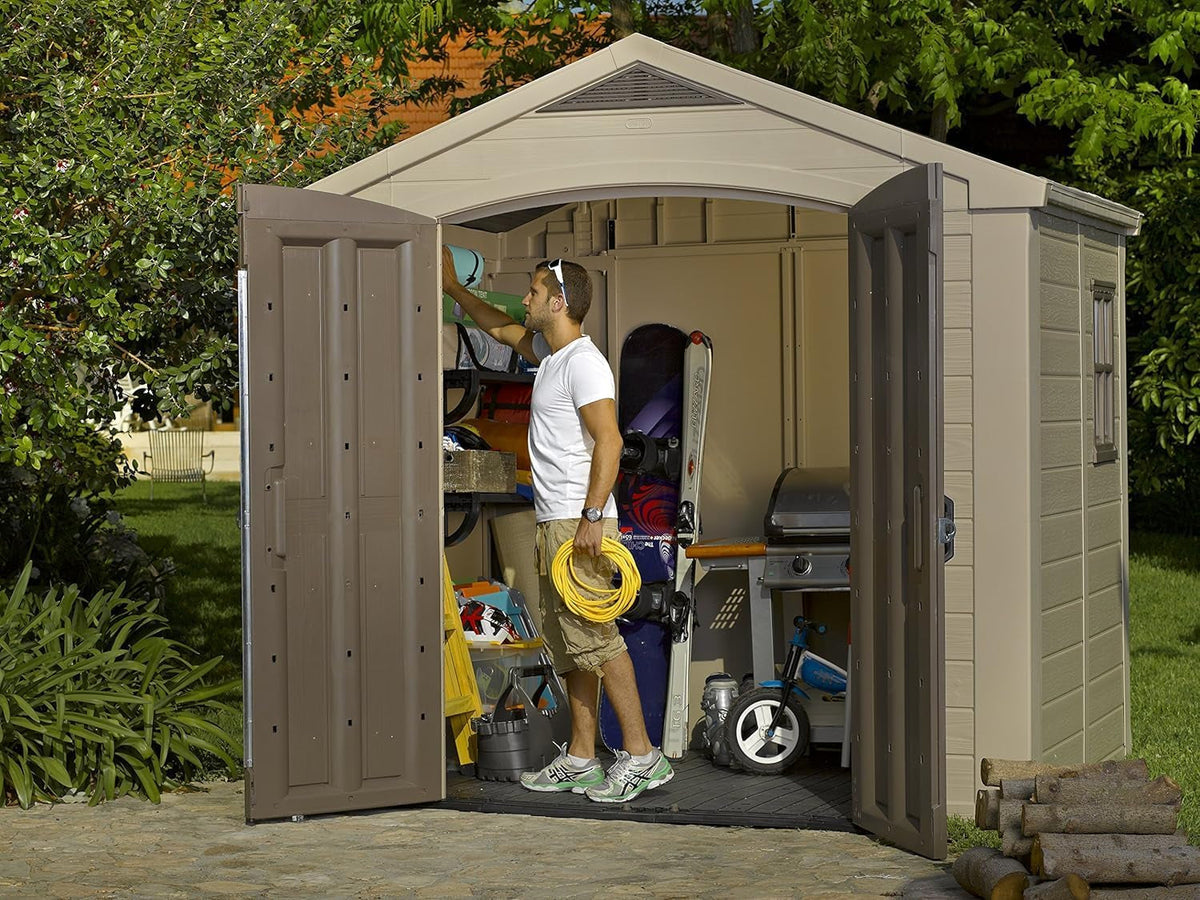 Factor 8 X 6 Ft Outdoor Storage Shed, Beige/Brown