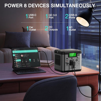 Portable Power Station S500, 518Wh Solar Generator with 100W Solar Panel, 500W (Peak 1000W) AC, 65W USB-C Fast Charging for Camping Outdoors Travel Fishing RV