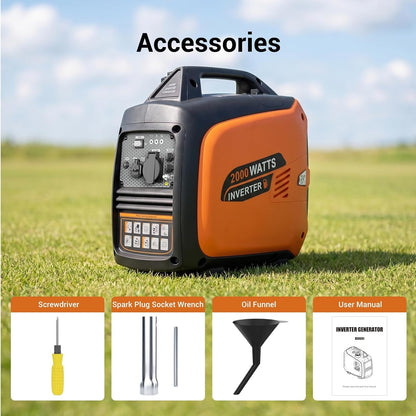 2400W Petrol Inverter Generator, Silent Portable for Camping